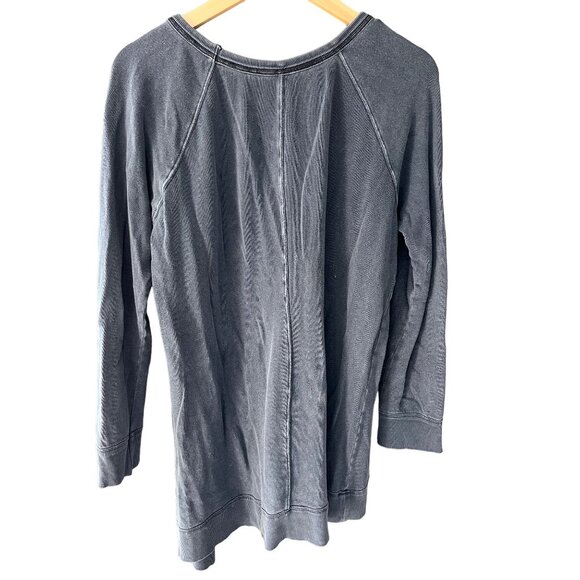 Free People Womens Top M Blue 3/4 Sleeve Asymmetrical Hem Pullover - Picture 4 of 10